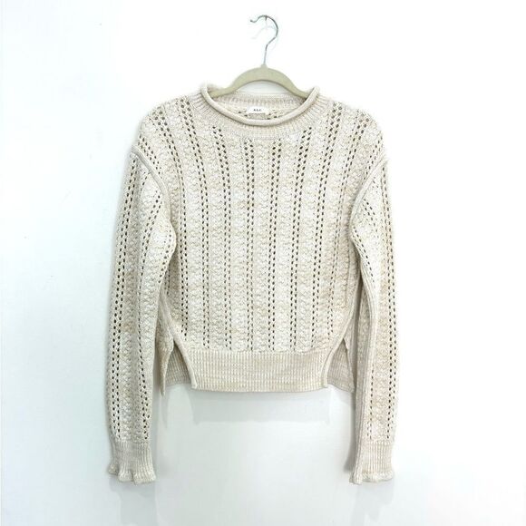 A.L.C Chandler Cotton Cable Merino wool Sweater In Off White - Picture 8 of 11